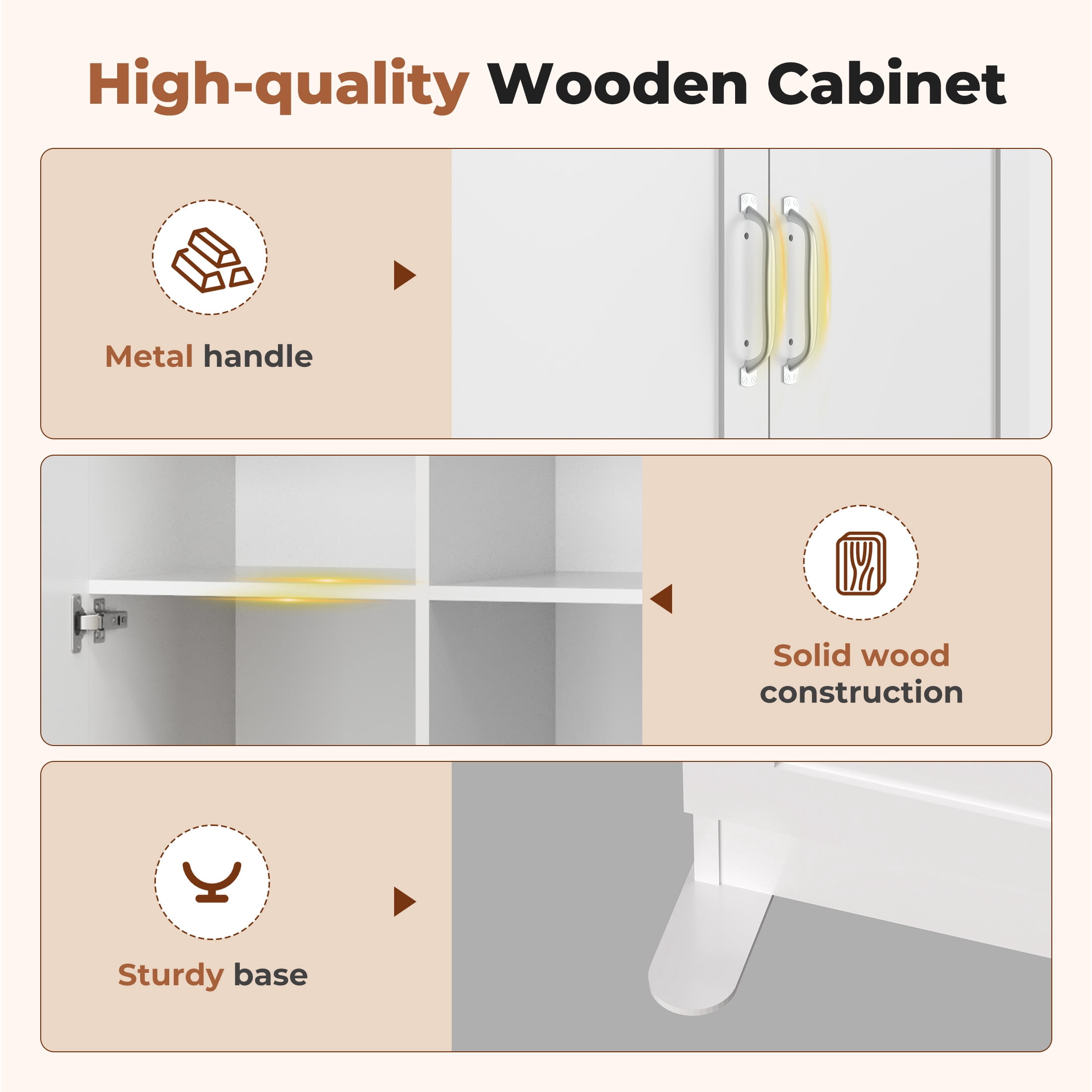 edx 71" Wooden Storage Cabinet for Living Room,Hallway, Entryway, Closet, Home Office, White