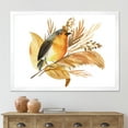 thumbnail image 3 of Designart 'Autumn Flowers and Robin Bird' Traditional Framed Art Print, 3 of 4