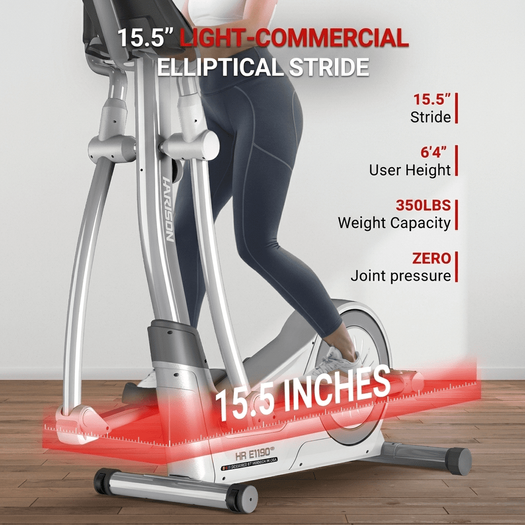 HARISON Elliptical Machine for Home Use for Senior, 350 LBS Capacity Magnetic Elliptical Trainer with 16-Level Resistance & Bluetooth, Heavy Duty Cardio Workout Equipment