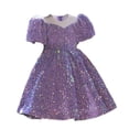thumbnail image 2 of LIJCC Girls' Short-Sleeve Dress - Sequin Design, Puffed Shoulders & Contrast Neckline - Ideal for Festive Gatherings & Special Occasions, 2 of 3