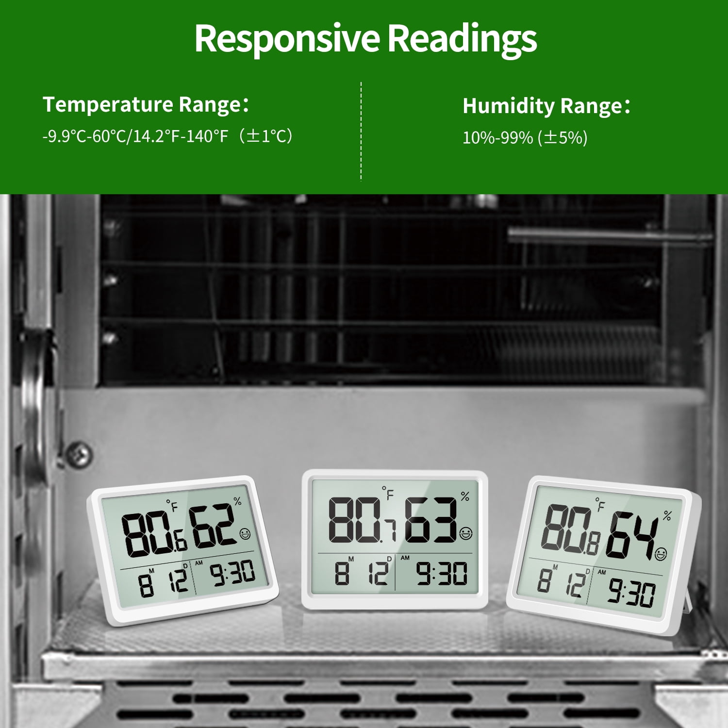 VOCOO Digital Indoor Thermometer Hygrometer with Temp & Humidity Monitor, Large LCD Display, White