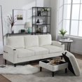 thumbnail image 3 of BISHE 77" Convertible L-Shaped Sectional Sofa with Storage Chaise, 3-Seat Upholstered Couch for Living Room, Apartment, Office, Sleeper Sofa, Beige, 3 of 9