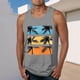 thumbnail image 1 of Camiseta sin mangas de cuello redondo para hombre, estampada, informal, deportiva, elástica, de moda, de poliéster., 1 of 5