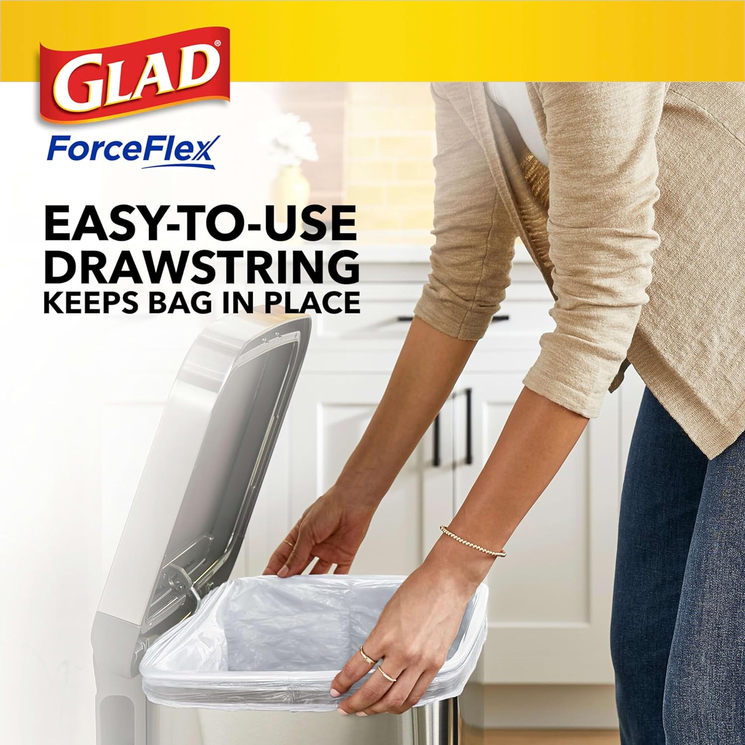 Tall Kitchen Trash Bags 13 Gallon, Gain Original Garbage Bags, Odorshield with Drawstring, 80 Count
