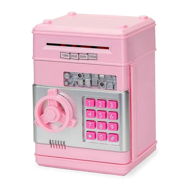 ATM Piggy Bank for Kids, Electronic Money Saving Box with Password, Safe Cash Coin Saving Bank Toys for Ages 8 13 Kids Birthday (Pink)