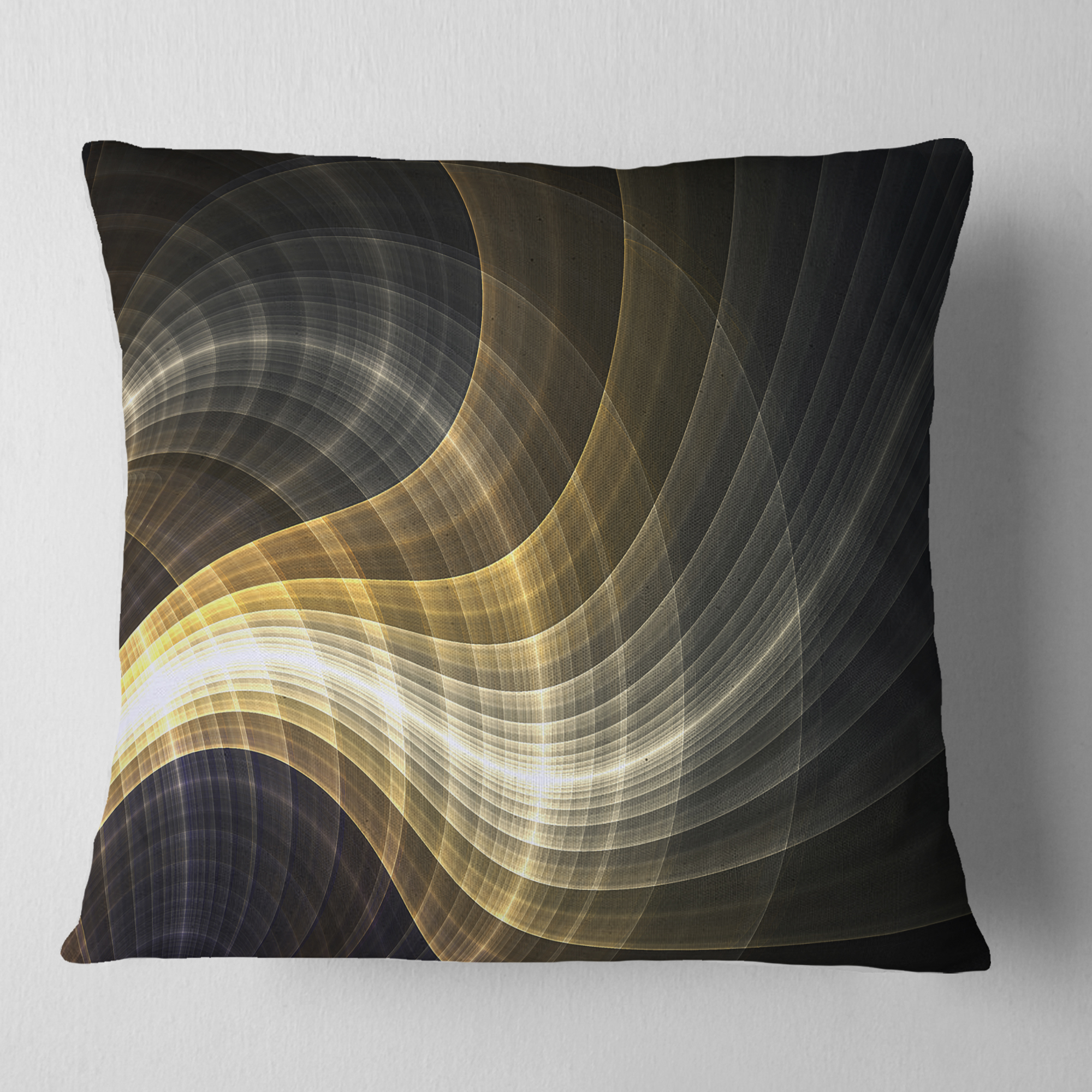 Designart Yellow Fractal Light Art - Abstract Throw Pillow - 16x16