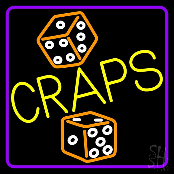 Dice Craps 1 LED Neon Sign 16 x 16 - inches, Black Square Cut Acrylic Backing, with Dimmer - Bright and Premium built indoor LED Neon Sign for wall décor, arcarde, and storefront.