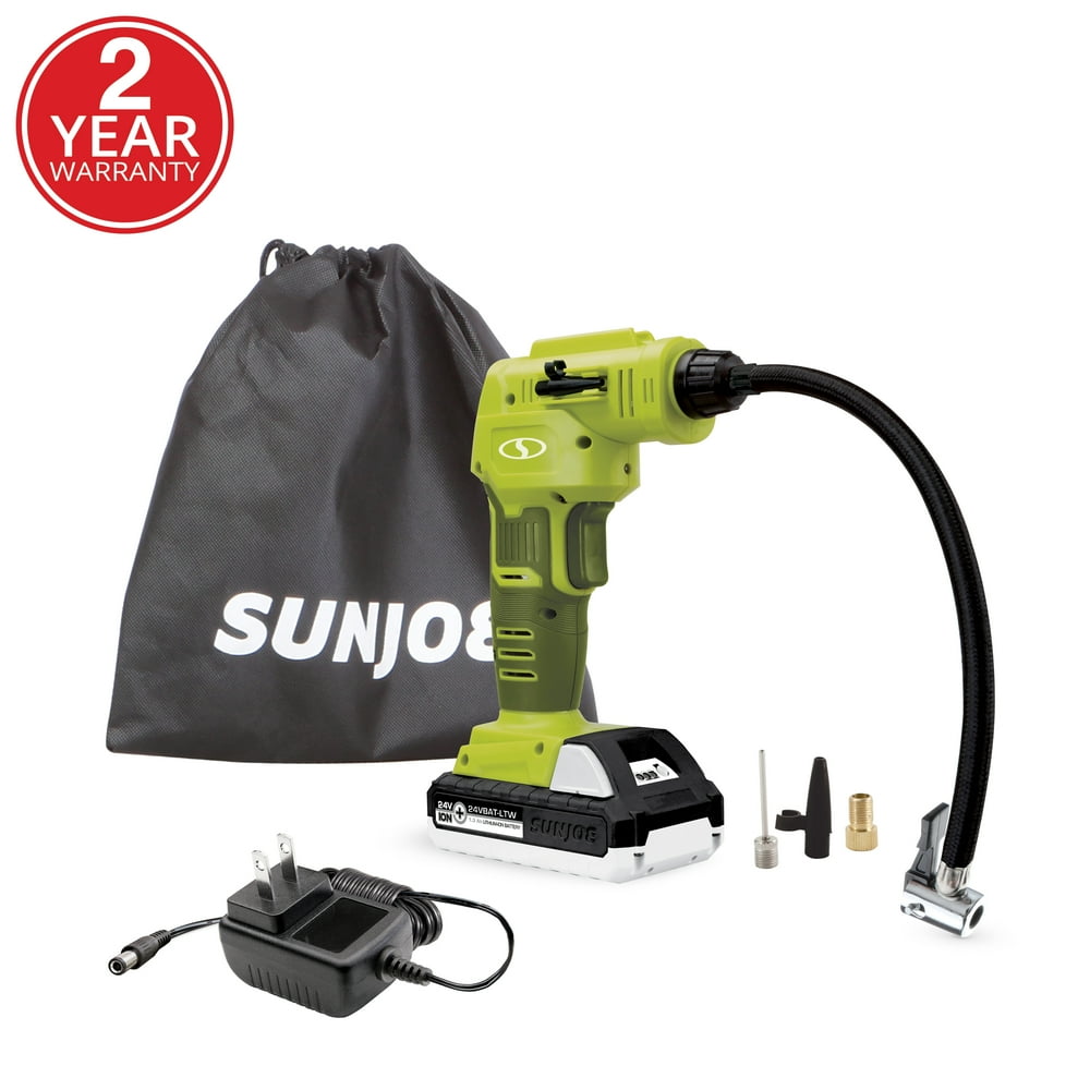 Sun Joe 24VAJCLTW Cordless Portable Air Compressor with Nozzle