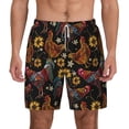 thumbnail image 2 of Picia Sunflower Rooster pattern Mens Swim Trunks with Compression Liner Stretch Beach Shorts Quick Dry with Zipper Pockets No-Chafing Board Shorts-Medium, 2 of 9