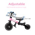 thumbnail image 5 of KORIMEFA 5-in-1 Toddler Bike with Push Handle for 1 Year to 4 Years Old Kids, Folding Toddler Tricycle Kids Trikes Tricycle, Gift & Toys for Boy Girl, Balance Training, Removable Pedals,Pink, 5 of 9