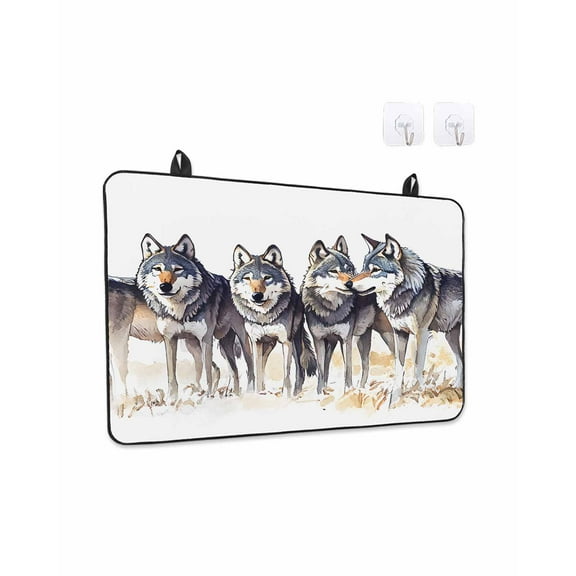 Stove Top Covers for Electric Stove 24x21 Inches, Vintage Wolves Heat Insulation Fireproof Glass Cooktop Protector, Vintage Chic Watercolor Animals Multipurpose Countertop Stovetop Cover for Kitchen