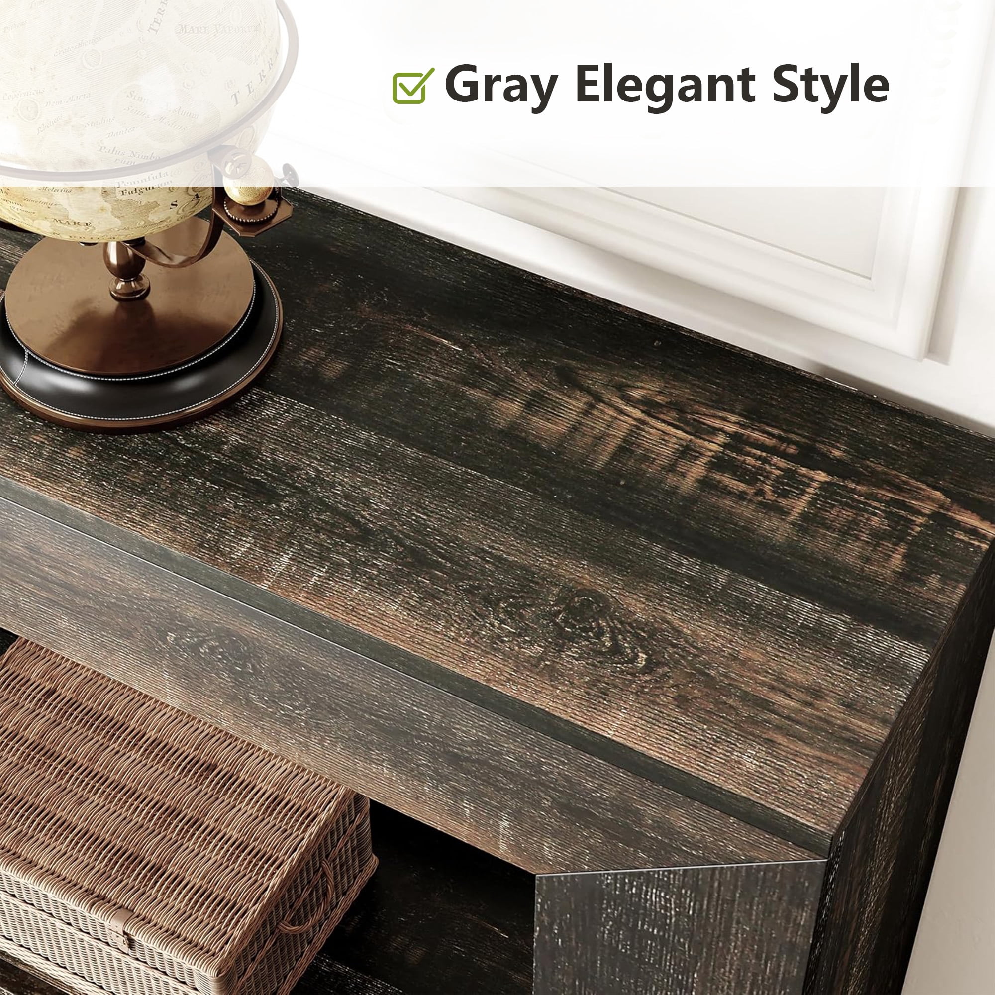 MAYEERTY Farmhouse Rustic Wood Grain Console Table with Vintage Simple Charm
