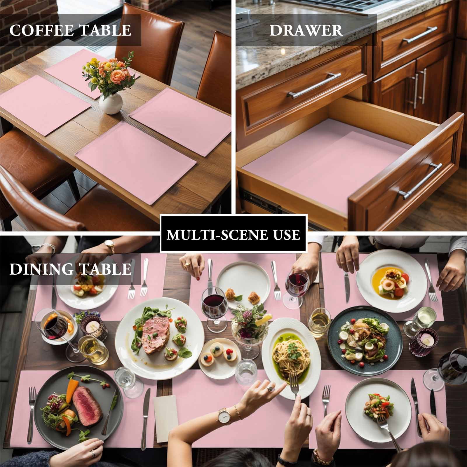 Placemat Set of 6 Pink Placemats for Dining Table Solid Color Pink Washable Table Mats for Kitchen and Party Decor Indoor & Outdoor Use