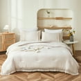 thumbnail image 3 of Move Over Beige Grey Comforter Set King Boho Bedding Set Grid Lattice Tassel Pattern Farmhouse Microfiber Filling, 3 of 10