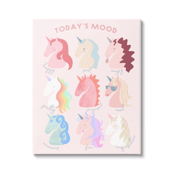 Stupell Industries Todays Mood Chic Trendy Unicorns Feelings in Style Canvas Wall Art, 16 x 20, Design by Lil' Rue