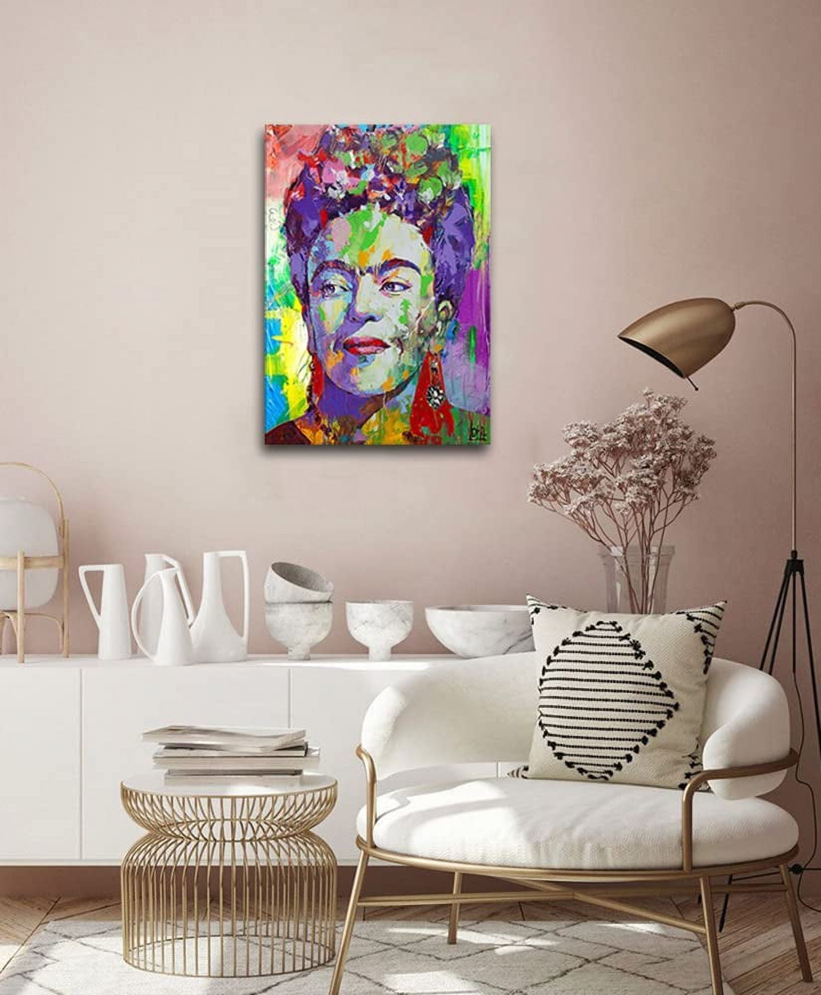 fengyuyi Frida Kahlo Wall Art,Canvas Prints Frida Kahlo Picutre Portrait  Art Painting Artwork Stretched and Framed Ready to Hang for Bathroom Living