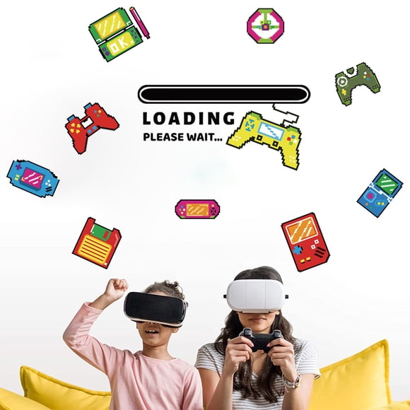 Game Loading Wall Stickers Art Vinyl Game Controller Wall Art Stickers Game Room Decor Sticker for Teenages Boys Wall Decal