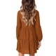 thumbnail image 5 of Vestido casual suelto de manga larga,Vestido con cuello en V Vestido largo recto de manga larga Vestido de manga larga con volantes Rendimiento sólido, 5 of 7