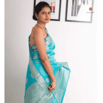 Aqua Blue handloom Banarasi Silk saree silk linen saree