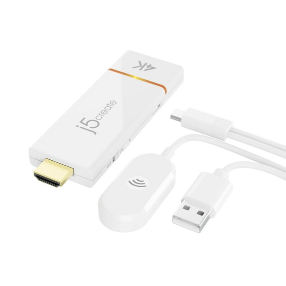 j5create ScreenCast 4K Wireless Adapter Screen Cast from Mobile Phone, Tablet, or Laptop Support for AirPlay, Miracast & Chromecast Mirror Extend for Windows & macOS Wir