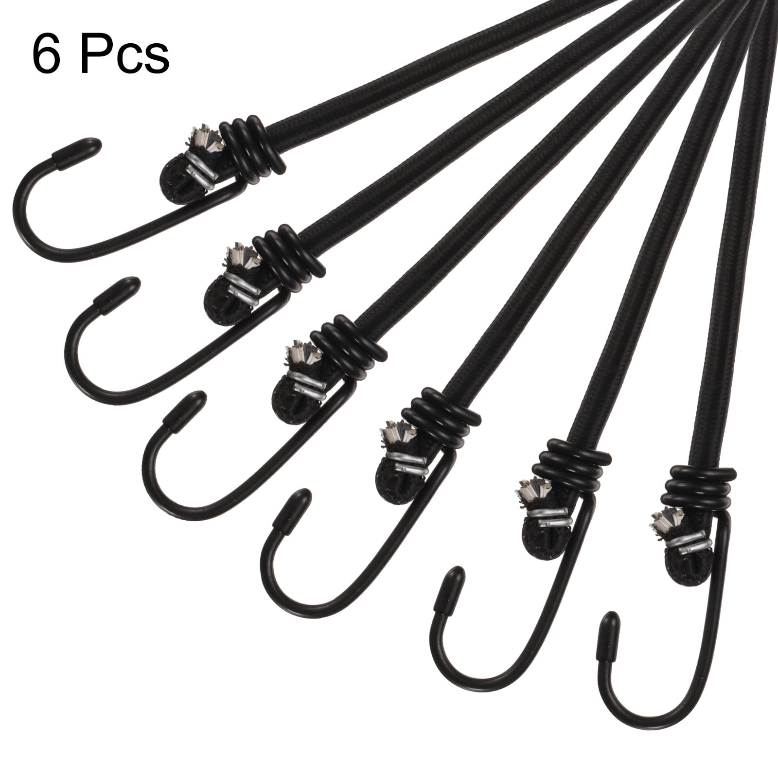 Uxcell 6Pcs Bungee Cord with Hooks 32" Rubber Bungee Cords for Outdoor Camping Straps, Black