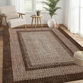 thumbnail image 2 of Large Bedroom Rug 6x9 Machine Washable Area Rug Braided Print Boho Accent Carpet Throw Floor Cover Farmhouse Rustic Rug Geometric Bordered Braided Carpet for Living Room Home Office, Brown, 2 of 9