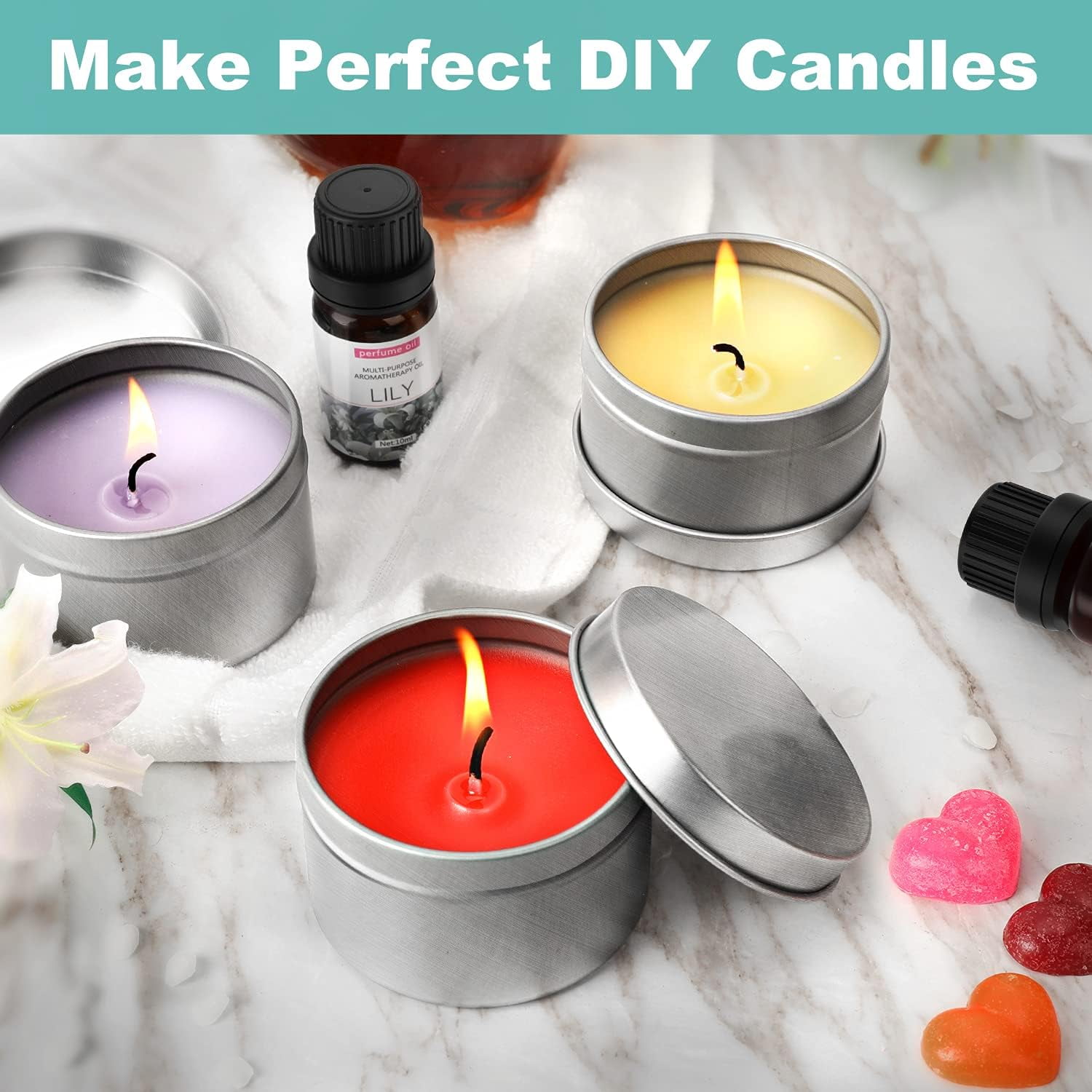 Complete Candle Making Kit,Candle Making Supplies,DIY Arts and Crafts Kits for Adults,Beginners,Kids Including Wax, Wicks, 6 Kinds of Scents,Dyes,Melting Pot,Candle tins