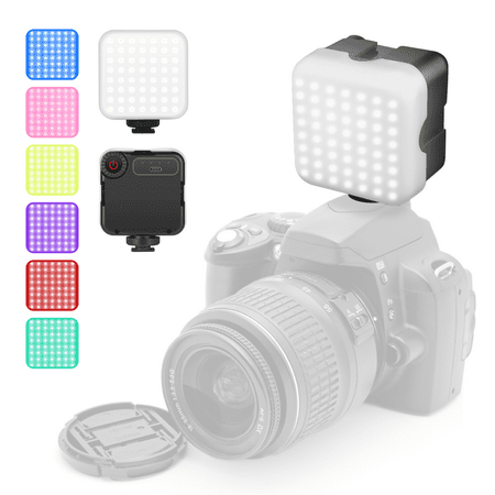 Foto&Tech Dimmable LED Camera Lighting Kit with Cold Shoe Suction Cup and 6 Color Filters 2100mAh Rechargeable Camera Light for Photography Video Ambient Light Compatible with Sony Canon DSLR