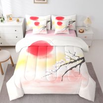 Castle Fairy Japanese Style Bedding Comforter Set,Cherry Blossom Sakura Full Bedding Set