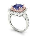 thumbnail image 2 of Clara Pucci 14K White/Rose Gold Solid Gold Tanzanite Halo Anniversary Ring for Women - 2.07 cttw Princess Cut, 2 of 8