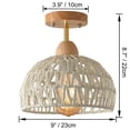 thumbnail image 2 of FSLiving RV Hardwired White Dome Hemp Rope Wall Light, 12V Retro Wood RV Decorative Light Ceiling Light Flower Fixtures Ceiling Mount, E26 2700K Bulb Included Country Semi Flush Mount for RV Camper, 2 of 7