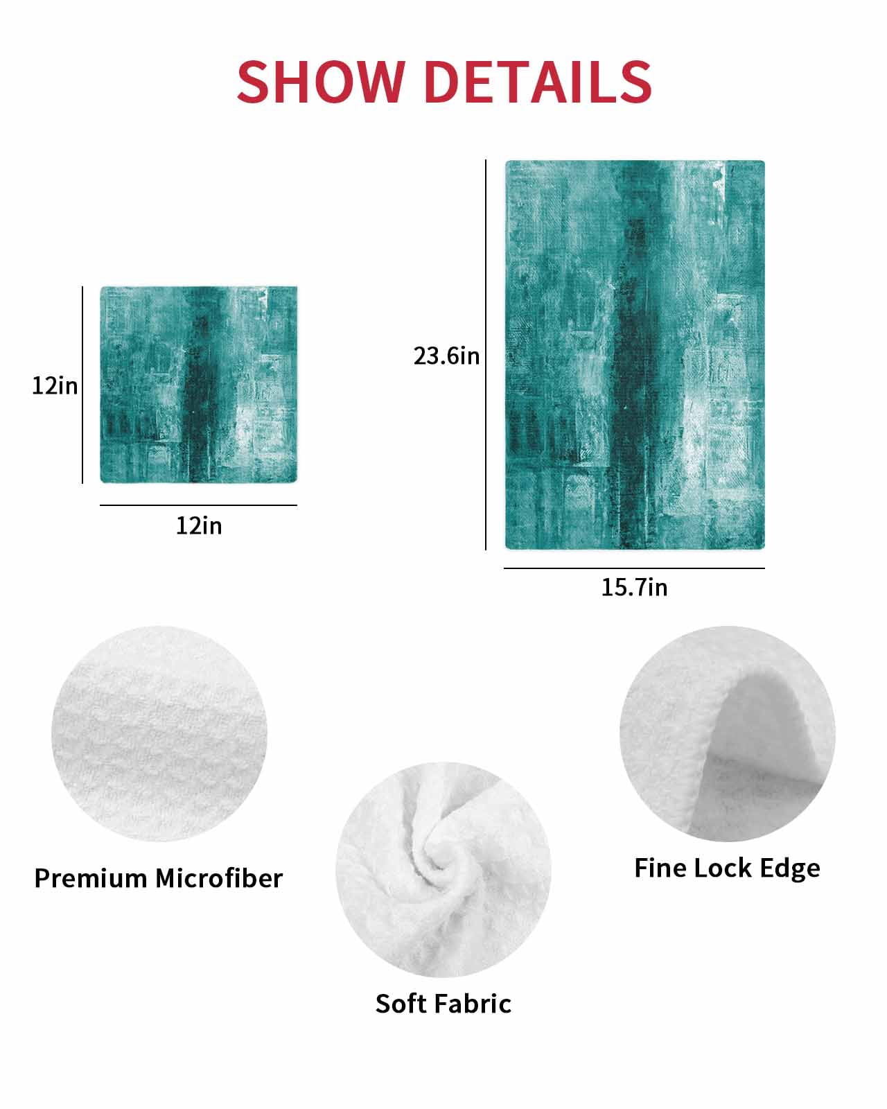 Teal Kitchen Dish Towels for Drying Dishes Set of 4, Retro Oil Painting Modern Abstract Art Aesthetics Waffle Weave Microfiber Hand Tea Bathroom Towels Quick Dry & Absorbent Towel 15.7x23.6