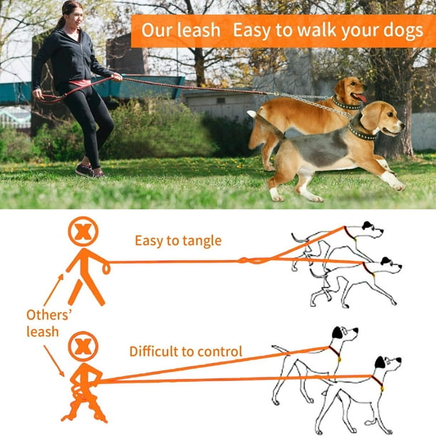 Pettom Heavy Duty 2 Way Dog Lead Metal Chain Double Pet Clip Leash Coupler