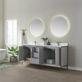 thumbnail image 5 of Vinnova Granada 72" White Faux Stone Top Double Vanity in Paris Gray w/ Mirror, 5 of 10