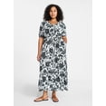 thumbnail image 2 of Time and Tru Women’s Crinkle Maxi Dress with Short Sleeves, Sizes XS-XXXL, 2 of 5