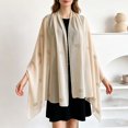 thumbnail image 2 of OIOLOYJM Women's Chiffon Shawl Summer Casual Elegant Lightweight Party Wrap for Wedding & Evening Dress Beige, 2 of 4
