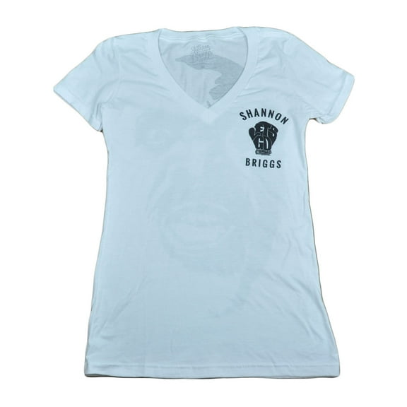 Shannon Briggs The Cannon Lets Go Champ Womens Tshirt Tee White V Neck XLarge