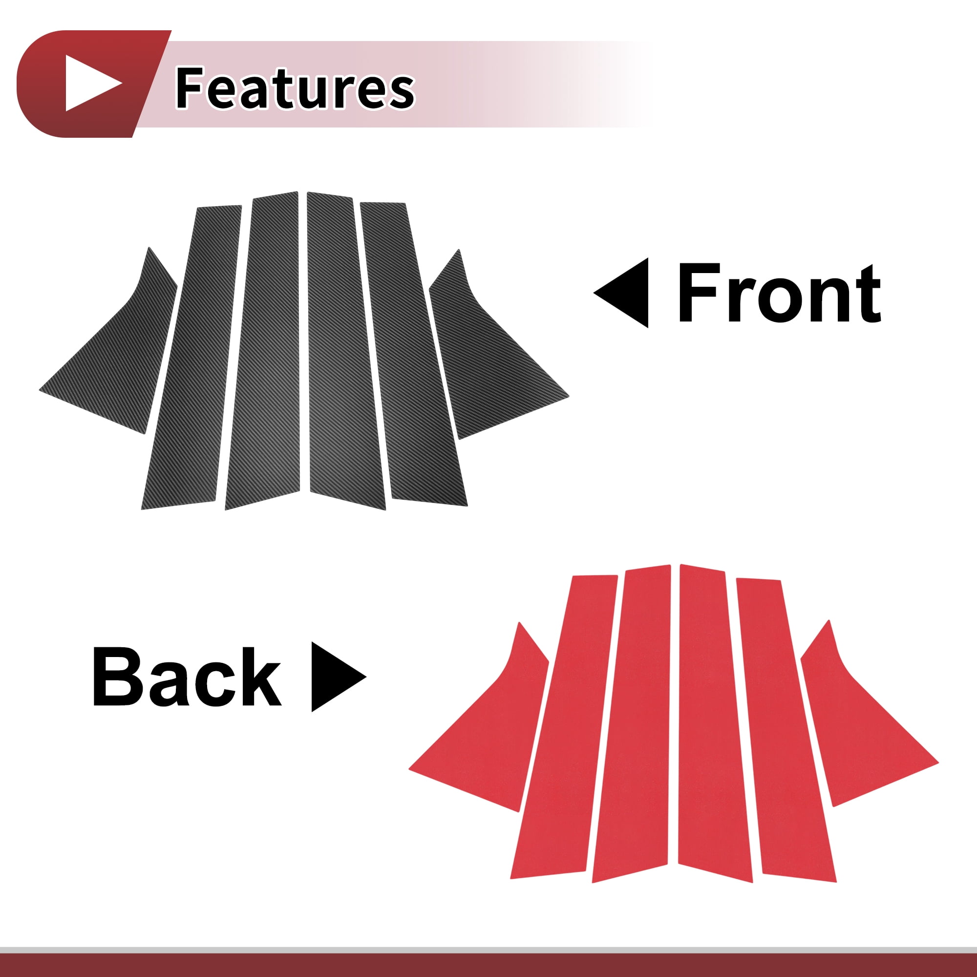Unique Bargains 6Pcs Front Rear Car Door Pillar Window Trim for Honda Civic 2016-2021