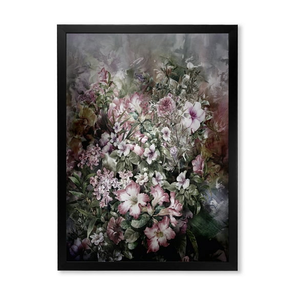 Designart 'Drawing of Flowers Retro IV' Vintage Framed Art Print