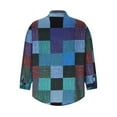 thumbnail image 5 of WREESH Men's Shirts Cotton and Linen Jacket Long Sleeve Printing Shirt Button Cardigan Blue, 5 of 6