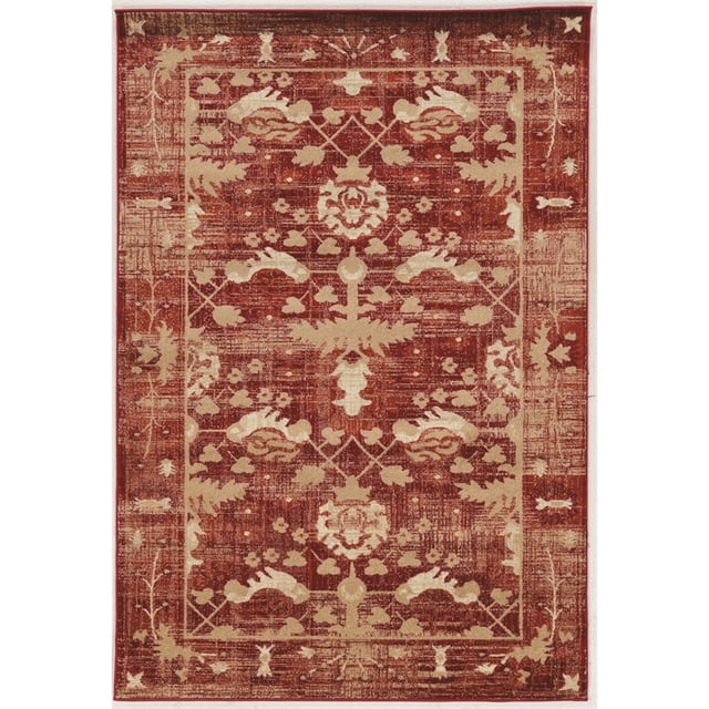 Linon Serape Hamadan Puissance Tapis à Tisser Polyester 5'x7'6" en Rouge