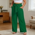 thumbnail image 7 of Miluxas Women's Plus Size High Waist Wide Leg Pants Paper Bag Waist Comfy Work Casual Pants with Pockets for Summer Lounge Vacation Green, 7 of 7