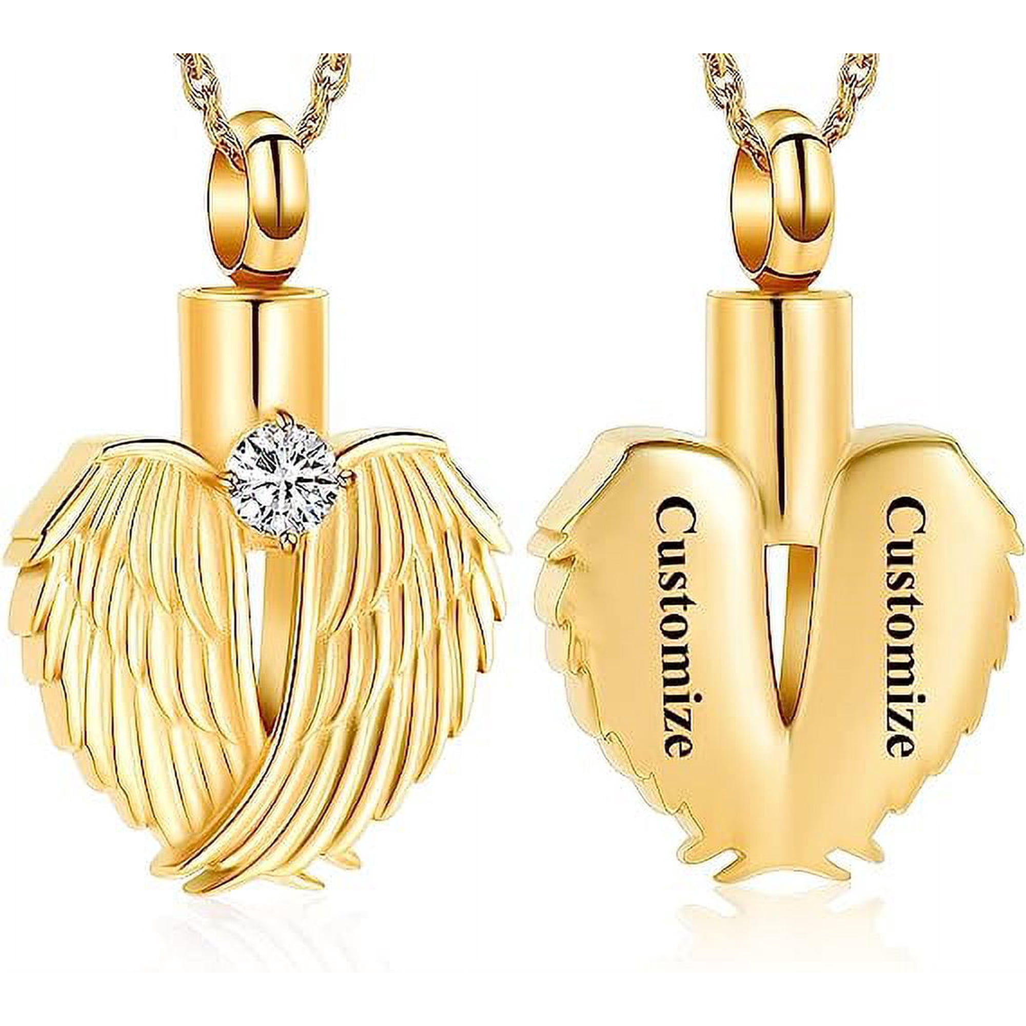 Cremation Jewelry Heart Urn Necklace for Ashes Angel Wing Memorial Keepsake Birthstone Pendant for Women Necklaces