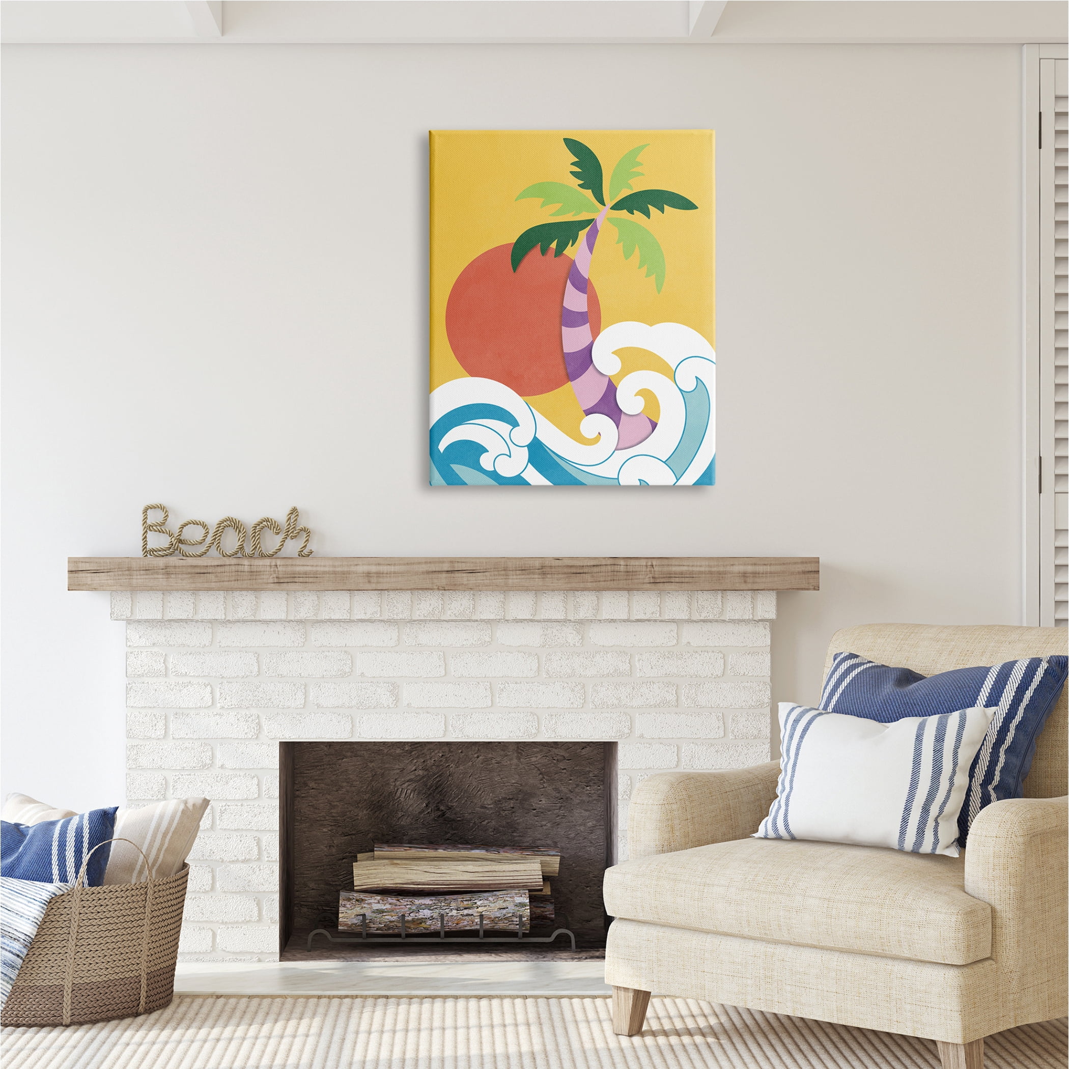 Stupell Industries Modern Tropical Waves Nature Painting Gallery Wrapped Canvas Print Wall Art, 30 x 40