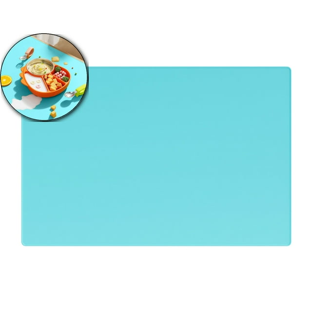 Dvruxg Waterproof & Non-Slip Silicone Mat - Thickened Raised Edges, Easy Clean Craft Mat for Painting, Dining & Handicrafts(Blue)