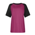 thumbnail image 4 of Timegard Plus Size Tops for Women Crewneck Drop Shoulder Color Block Casual Comfy Short Sleeve Tee Shirts, 4 of 5