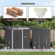 8x6 ft Outdoor Storage Shed with Double Lockable Doors - Weather-Resistant Garden Shed in Gray