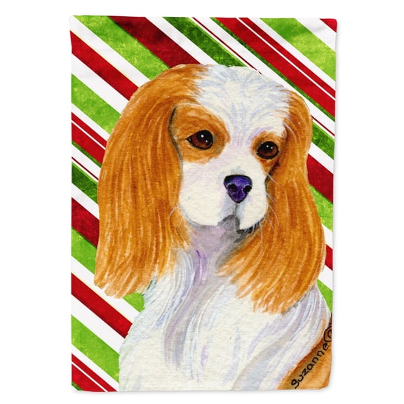 Carolines Treasures SS4596-FLAG-PARENT Cavalier Spaniel Candy Cane Holiday Christmas Flag  multicolor