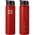 thumbnail image 4 of IRON °FLASK Camping & Hiking Hydration Flask, Wide Mouth, 3 Straw Lids, Stainless Steel Outdoor Water Bottle, Double Walled, Insulated Thermos, Metal Canteen - Fire Red, 22 Oz, 4 of 5