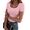 Pink, variant on Zeagoo Shirt Business Casual Tops for Women Short Sleeve Tshirts Shirts Square Neck Slim Basic Baby Tees